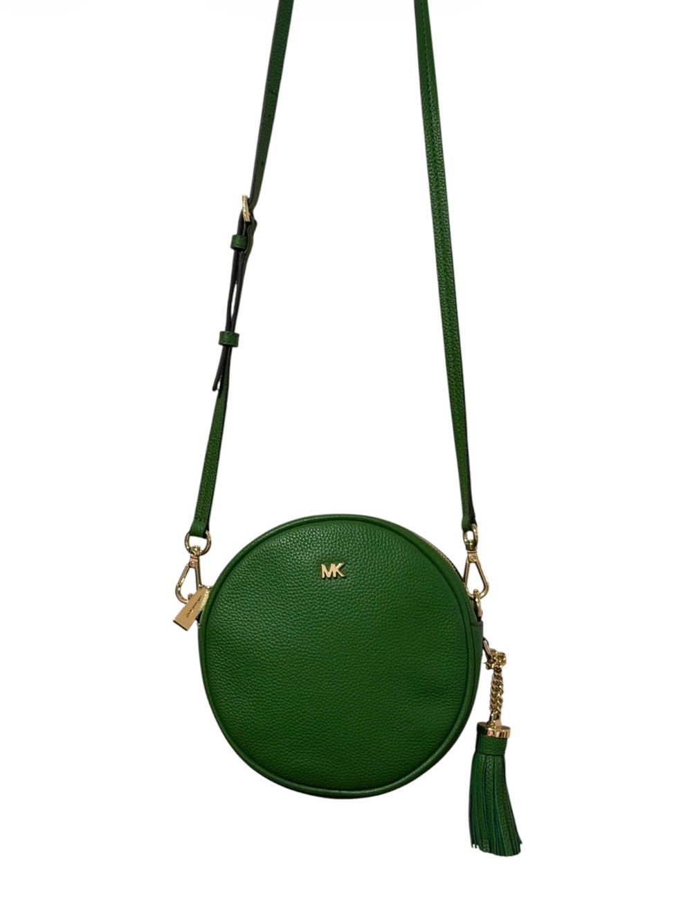 MICHAEL KORS 2000s Crossbody Removable Strap Kelly Green Pebbled Leather Tassel - Picture 3 of 15